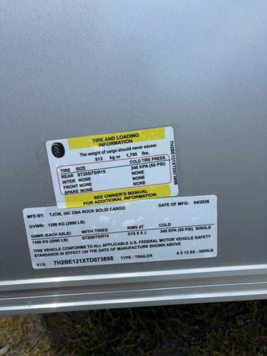 New 2026 Rock Solid Cargo RS6X12SA Cargo / Enclosed Trailer