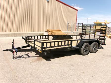 New 2027 Load Trail 83x16 Tandem Utility w/ 4' Ramp Gate & Side Ramps 7k
