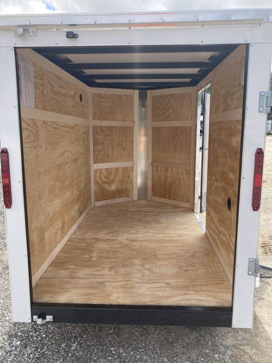 New 2026 Homesteader Trailer / Intrepid Series / 5x8 / 5'6" Interior Height / Single Swing Rear Door / 32" Side Door / 24" Stoneguard / White Aluminum