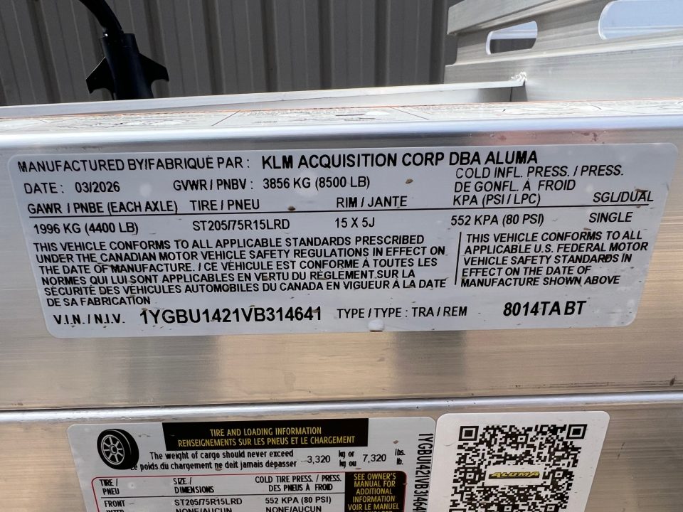 New 2027 Aluma 14' Aluminum 8014TA Utility Trailer