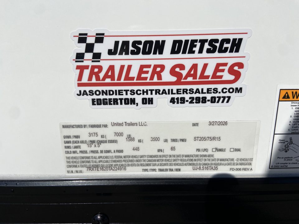 New United UJ-8.5X16 Enclosed Trailer