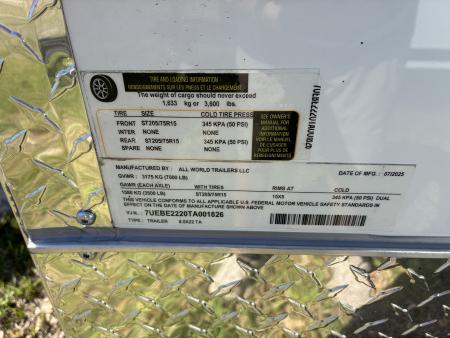 Used 2025 All World Trailers 8.5 X 22 Enclosed Toy Hauler with Murphy Type Bed, Shower, AC, Toilet and Concession Windows