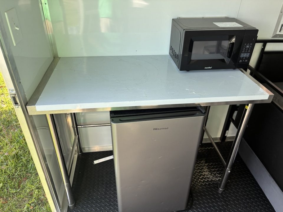 Used 2025 8.5x24 Black Enclosed Concession & Travel Trailer with A/C, Bunk Beds & Bathroom