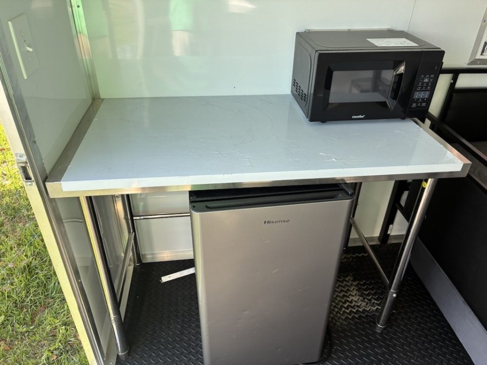 Used 2025 8.5x24 Black Enclosed Concession & Travel Trailer with A/C, Bunk Beds & Bathroom
