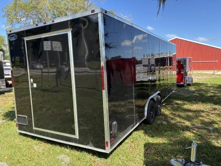 Used 2025 All World Trailers 8.5 X 24 Enclosed Black Trailer with AC Unit