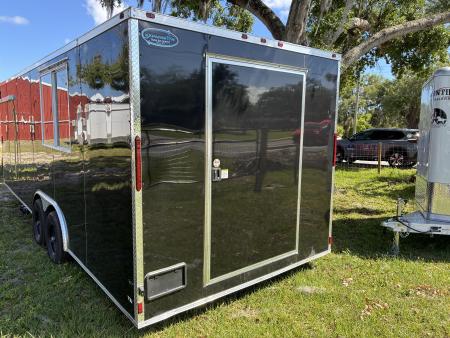 Used 2025 All World Trailers 8.5 X 24 Enclosed Black Trailer with AC Unit