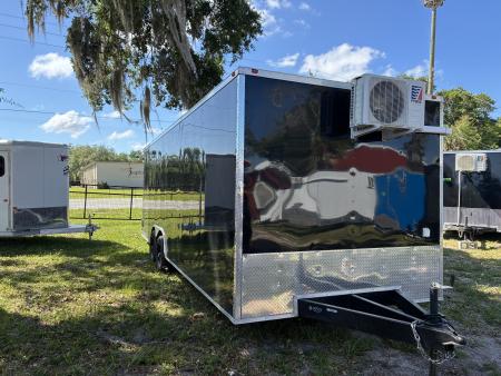 Used 2025 All World Trailers 8.5 X 24 Enclosed Black Trailer with AC Unit