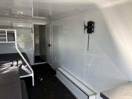 Used 2025 8.5x24 Black Enclosed Concession & Travel Trailer with A/C, Bunk Beds & Bathroom