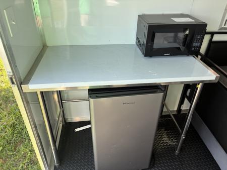 Used 2025 8.5x24 Black Enclosed Concession & Travel Trailer with A/C, Bunk Beds & Bathroom