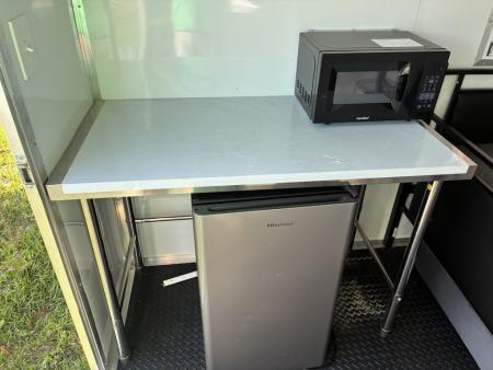 Used 2025 8.5x24 Black Enclosed Concession & Travel Trailer with A/C, Bunk Beds & Bathroom