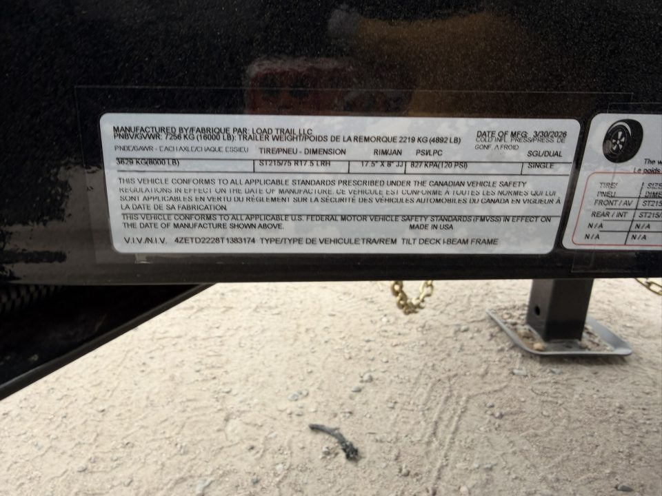 New 2026 Load Trail 7-HD22 Tilt Deck Equipment Hauler 16K GVWR