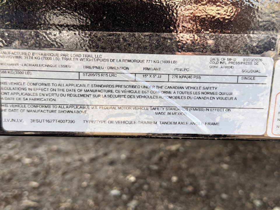 New 2026 Load Trail 7-16 Tandem Axle Ramp Gate Utility W/ ATV Ramps 7K GVWR