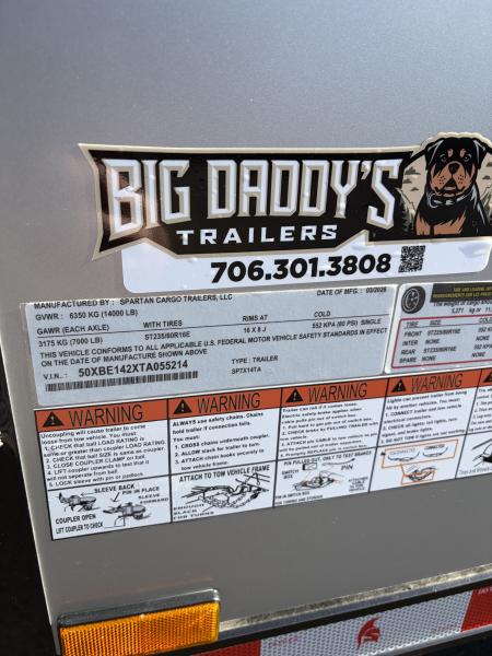 New 2026 Spartan 7X14 Enclosed Trailer, Pro-Series, 14K GVWR Big Package, 12" On Center Frame