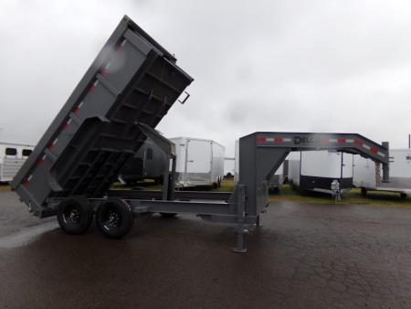New 2026 Delco Trailers D414 Gooseneck Dump Trailer 83 x14' Jet Gray