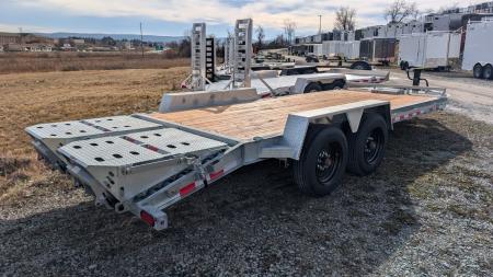 New 2026 BWise 20' (17+3) HD Lo Pro GALVANIZED Equipment Hauler w/ Full Width Self Leveling Ramps & Self Cleaning Dove Tail