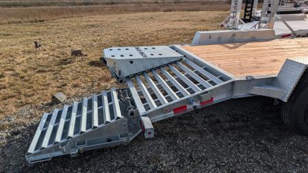 New 2026 BWise 20' (17+3) HD Lo Pro GALVANIZED Equipment Hauler w/ Full Width Self Leveling Ramps & Self Cleaning Dove Tail
