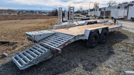 New 2026 BWise 20' (17+3) HD Lo Pro GALVANIZED Equipment Hauler w/ Full Width Self Leveling Ramps & Self Cleaning Dove Tail