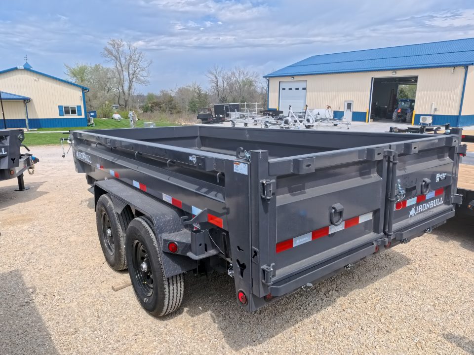New 2026 Iron Bull 83 x 14 DWB Dump Trailer with 2) 7K GVWR Straight Axles and 2) Fwd. Adj. Electric Brakes, Slide-In Aluminum Ramps