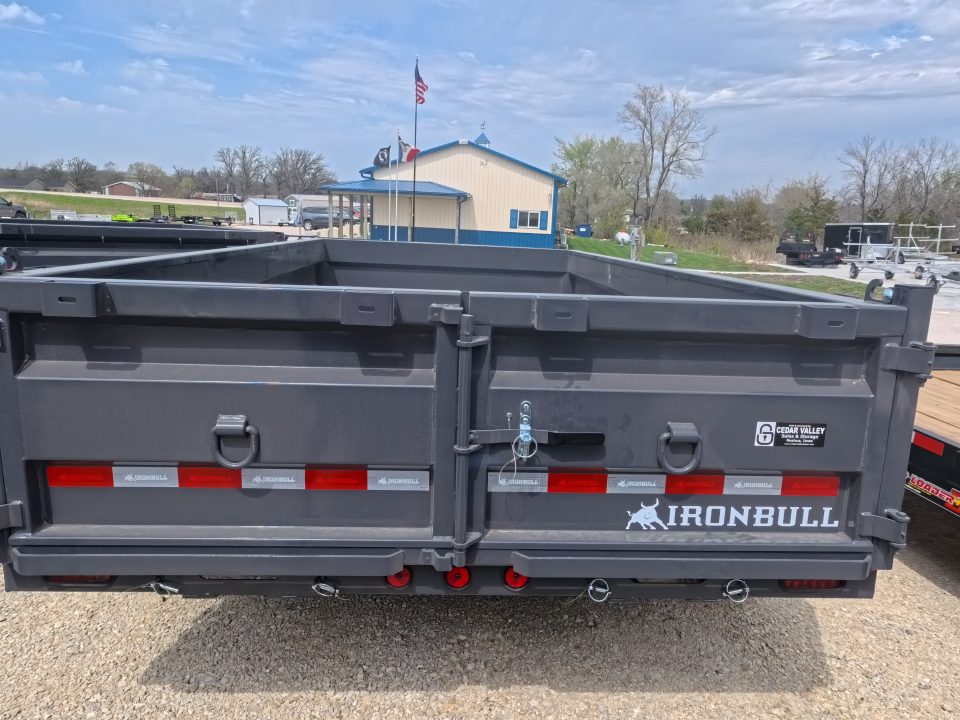 New 2026 Iron Bull 83 x 14 DWB Dump Trailer with 2) 7K GVWR Straight Axles and 2) Fwd. Adj. Electric Brakes, Slide-In Aluminum Ramps