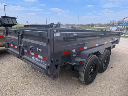 New 2026 Iron Bull 83 x 14 DWB Dump Trailer with 2) 7K GVWR Straight Axles and 2) Fwd. Adj. Electric Brakes, Slide-In Aluminum Ramps