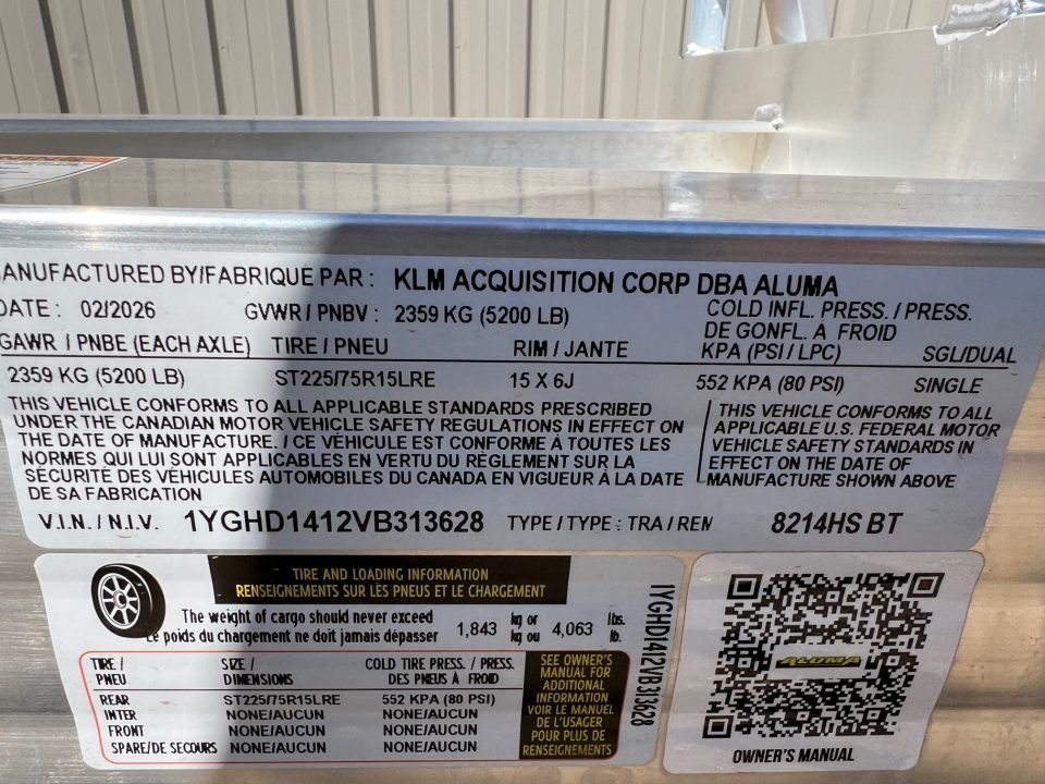 New 2027 Aluma 8214H 5K Axle Aluminum Utility Trailer