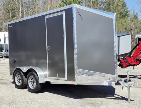 New 7 X 12 CARGO ENCLOSED TANDEM AXLE LIGHTNING ALL ALUMINUM REAR RAMP DOOR 2026