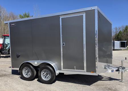 New 7 X 12 CARGO ENCLOSED TANDEM AXLE LIGHTNING ALL ALUMINUM REAR RAMP DOOR 2026