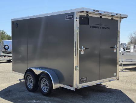 New 7 X 12 CARGO ENCLOSED TANDEM AXLE LIGHTNING ALL ALUMINUM REAR RAMP DOOR 2026