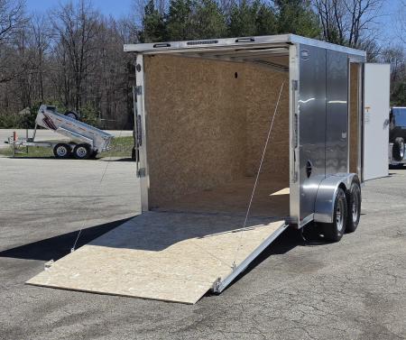 New 7 X 12 CARGO ENCLOSED TANDEM AXLE LIGHTNING ALL ALUMINUM REAR RAMP DOOR 2026