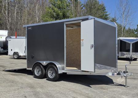 New 7 X 12 CARGO ENCLOSED TANDEM AXLE LIGHTNING ALL ALUMINUM REAR RAMP DOOR 2026