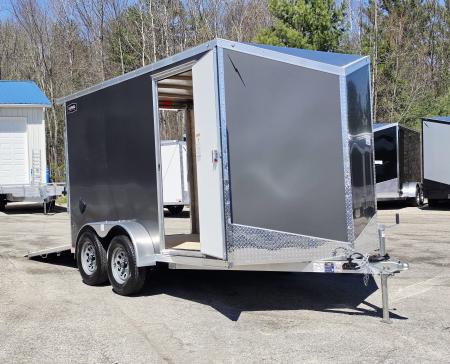 New 7 X 12 CARGO ENCLOSED TANDEM AXLE LIGHTNING ALL ALUMINUM REAR RAMP DOOR 2026