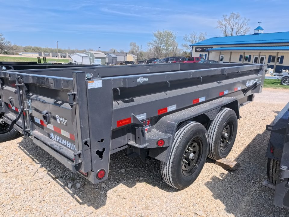 New 2026 Iron Bull 83 x 14 DWB Dump Trailer with 2) 7K GVWR Straight Axles and 2) Fwd. Adj. Electric Brakes, Slide-In Aluminum Ramps