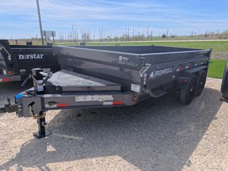 New 2026 Iron Bull 83 x 14 DWB Dump Trailer with 2) 7K GVWR Straight Axles and 2) Fwd. Adj. Electric Brakes, Slide-In Aluminum Ramps