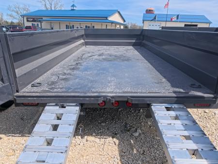 New 2026 Iron Bull 83 x 14 DWB Dump Trailer with 2) 7K GVWR Straight Axles and 2) Fwd. Adj. Electric Brakes, Slide-In Aluminum Ramps