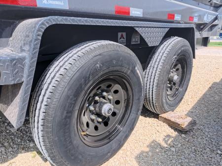 New 2026 Iron Bull 83 x 14 DWB Dump Trailer with 2) 7K GVWR Straight Axles and 2) Fwd. Adj. Electric Brakes, Slide-In Aluminum Ramps