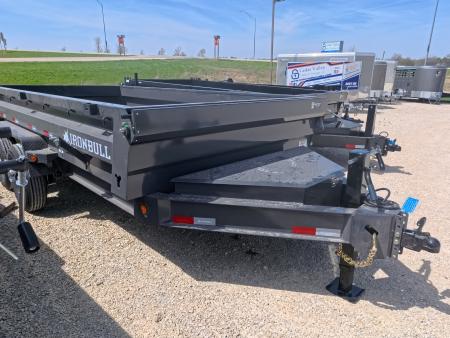 New 2026 Iron Bull 83 x 14 DWB Dump Trailer with 2) 7K GVWR Straight Axles and 2) Fwd. Adj. Electric Brakes, Slide-In Aluminum Ramps