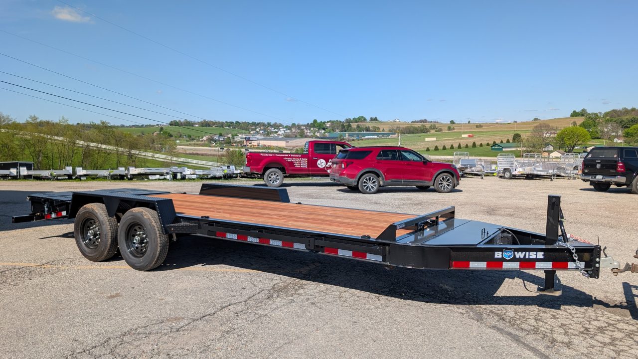 New 2026 BWise 20' (17+3) HD Lo Pro Equipment Hauler w/ Full Width Self Leveling Ramps & Self Cleaning Dove Tail