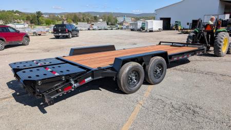 New 2026 BWise 20' (17+3) HD Lo Pro Equipment Hauler w/ Full Width Self Leveling Ramps & Self Cleaning Dove Tail