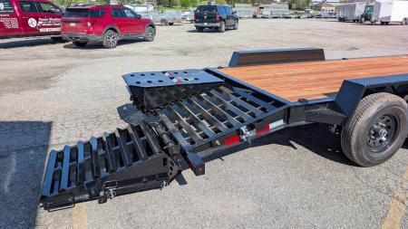 New 2026 BWise 20' (17+3) HD Lo Pro Equipment Hauler w/ Full Width Self Leveling Ramps & Self Cleaning Dove Tail