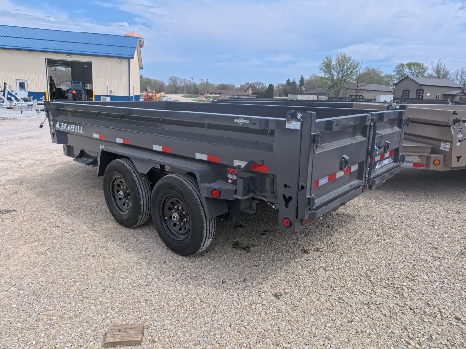 New 2026 Iron Bull 83 x 14 DWB Dump Trailer with 2) 7K GVWR Straight Axles and 2) Fwd. Adj. Electric Brakes, Slide-In Aluminum Ramps