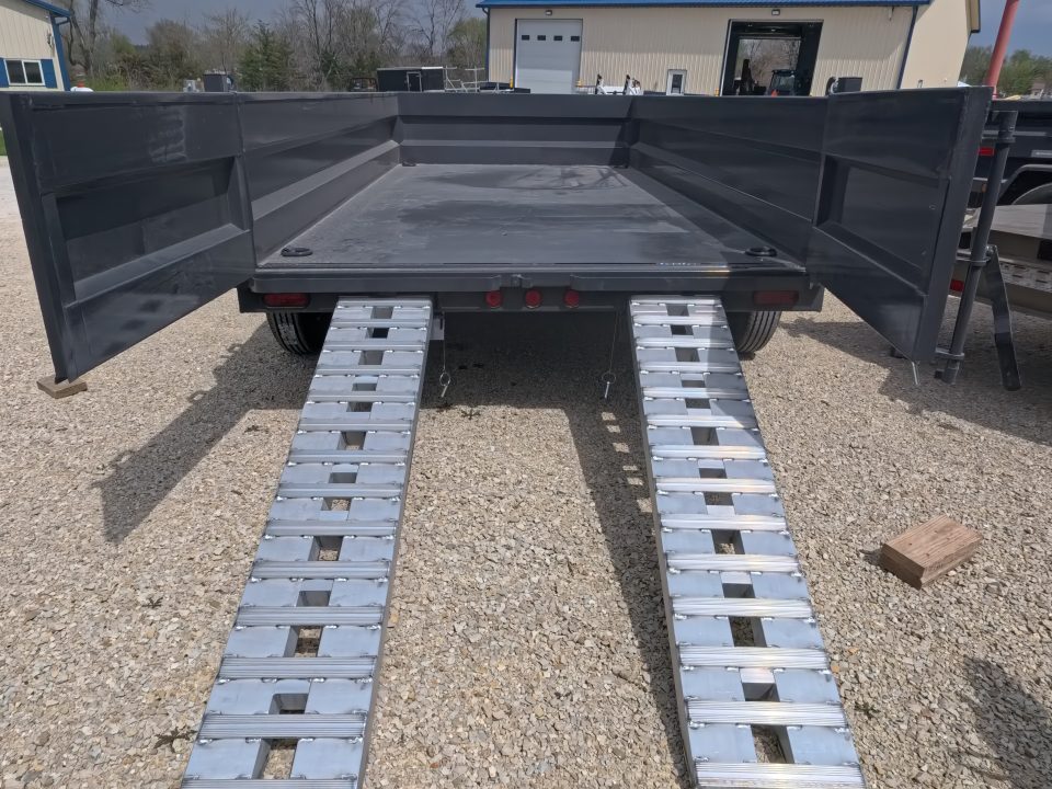 New 2026 Iron Bull 83 x 14 DWB Dump Trailer with 2) 7K GVWR Straight Axles and 2) Fwd. Adj. Electric Brakes, Slide-In Aluminum Ramps