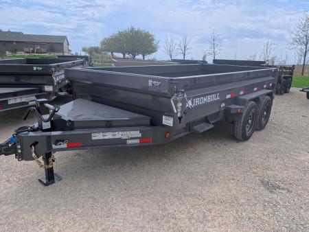 New 2026 Iron Bull 83 x 14 DWB Dump Trailer with 2) 7K GVWR Straight Axles and 2) Fwd. Adj. Electric Brakes, Slide-In Aluminum Ramps