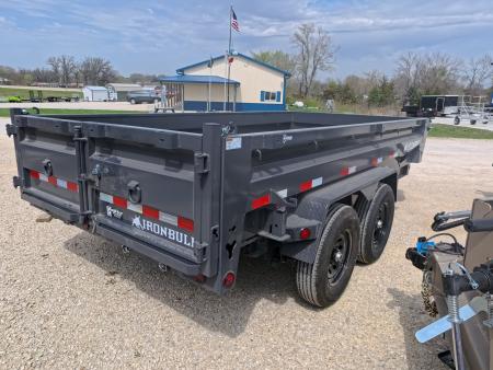 New 2026 Iron Bull 83 x 14 DWB Dump Trailer with 2) 7K GVWR Straight Axles and 2) Fwd. Adj. Electric Brakes, Slide-In Aluminum Ramps