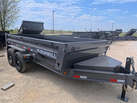 New 2026 Iron Bull 83 x 14 DWB Dump Trailer with 2) 7K GVWR Straight Axles and 2) Fwd. Adj. Electric Brakes, Slide-In Aluminum Ramps