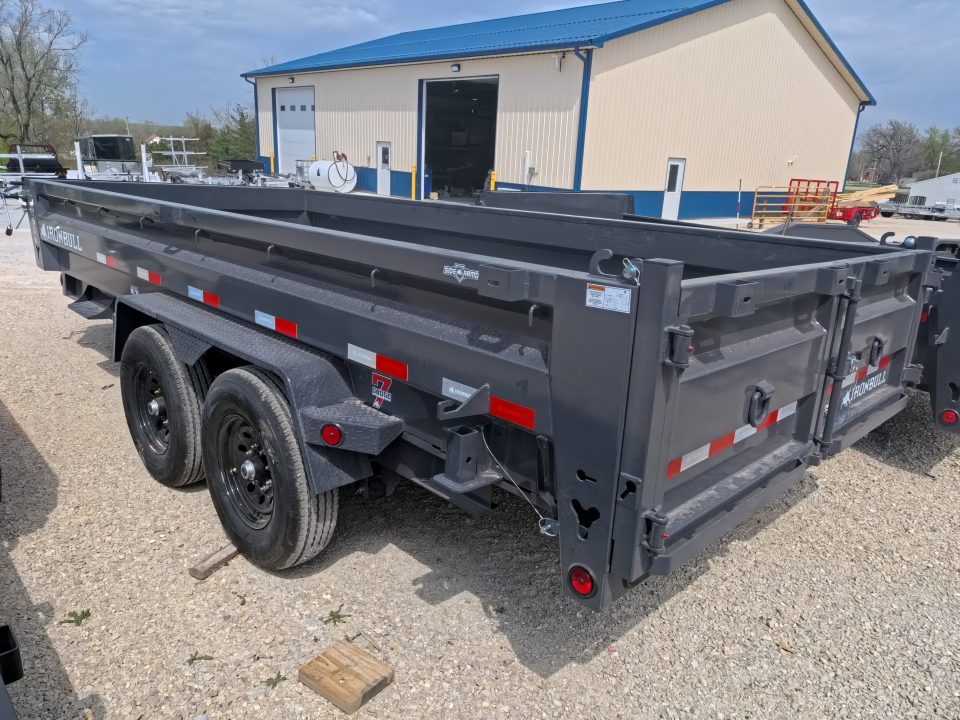 New 2026 Iron Bull 83 x 16 DWB Dump Trailer, Aluminum Ramps, 10 Ply Tires, Elec. Brakes, 2) 7K GVWR Straight Axles