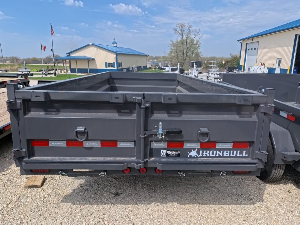 New 2026 Iron Bull 83 x 16 DWB Dump Trailer, Aluminum Ramps, 10 Ply Tires, Elec. Brakes, 2) 7K GVWR Straight Axles