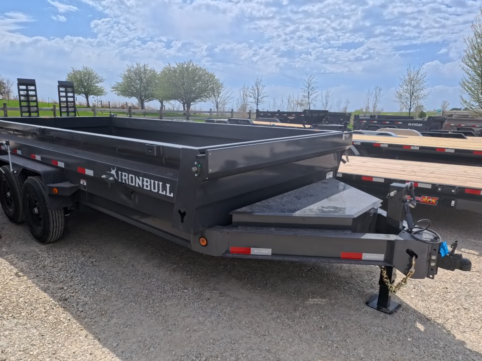 New 2026 Iron Bull 83 x 16 DWB Dump Trailer, Aluminum Ramps, 10 Ply Tires, Elec. Brakes, 2) 7K GVWR Straight Axles