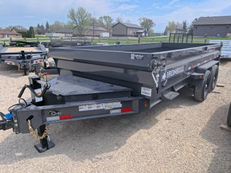 New 2026 Iron Bull 83 x 16 DWB Dump Trailer, Aluminum Ramps, 10 Ply Tires, Elec. Brakes, 2) 7K GVWR Straight Axles