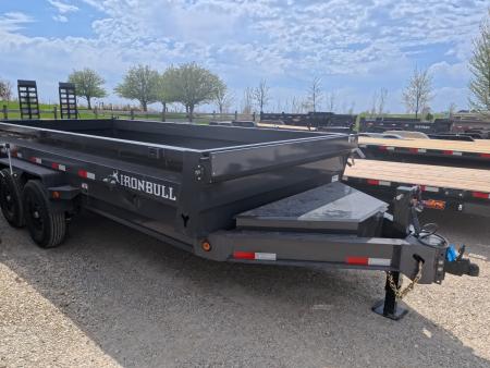 New 2026 Iron Bull 83 x 16 DWB Dump Trailer, Aluminum Ramps, 10 Ply Tires, Elec. Brakes, 2) 7K GVWR Straight Axles