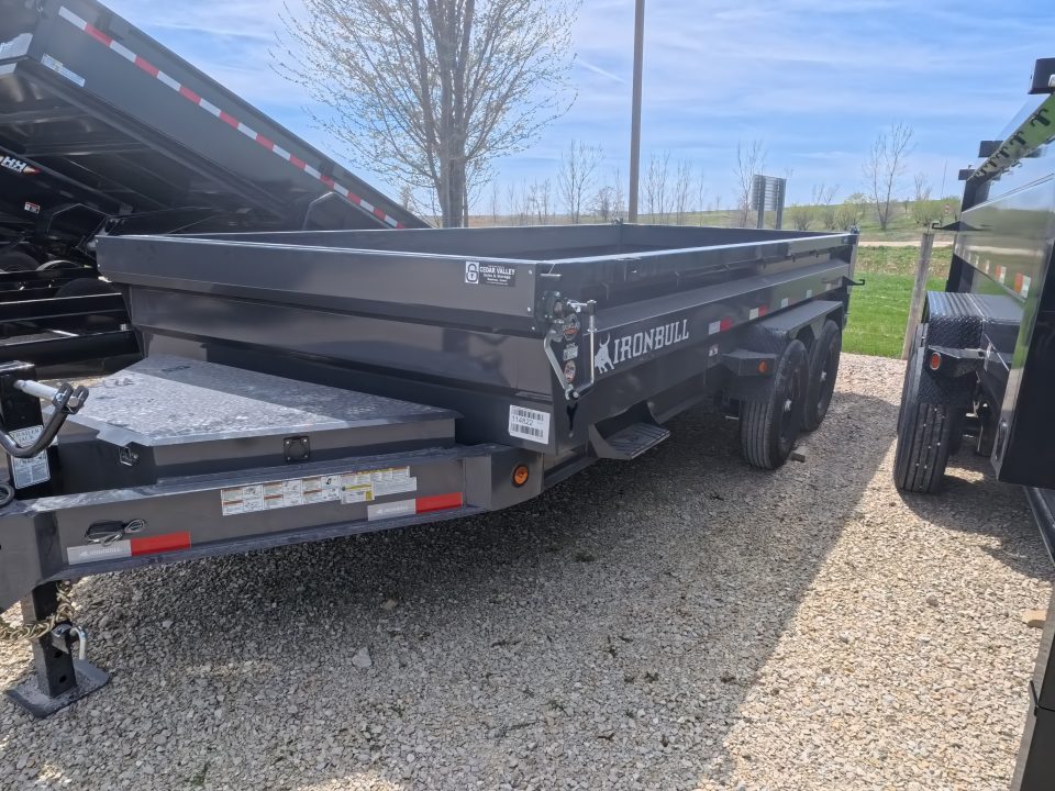New 2026 Iron Bull 83 x 16 DWB Dump Trailer, Aluminum Ramps, 10 Ply Tires, Elec. Brakes, 2) 7K GVWR Straight Axles